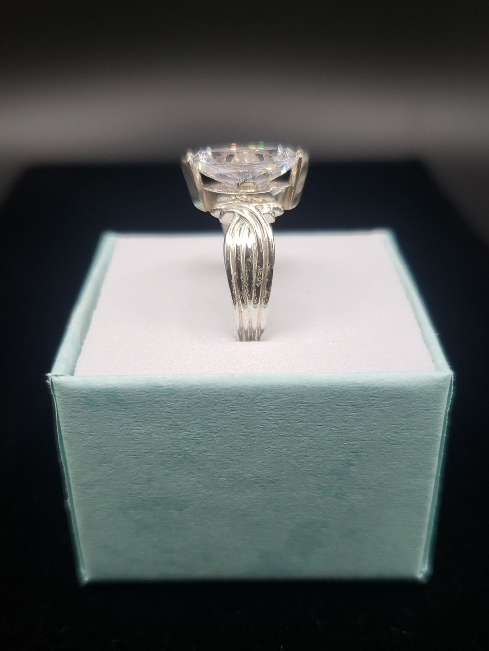 Sterling Silver Marquise Cut Diamonique Ring, Size 5 - Picture 5 of 5
